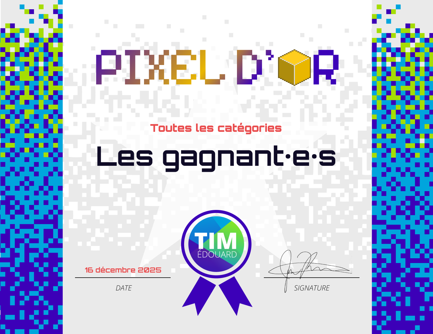 Les personnes gagnantes à la cérémonie des Pixels d’Or 2025